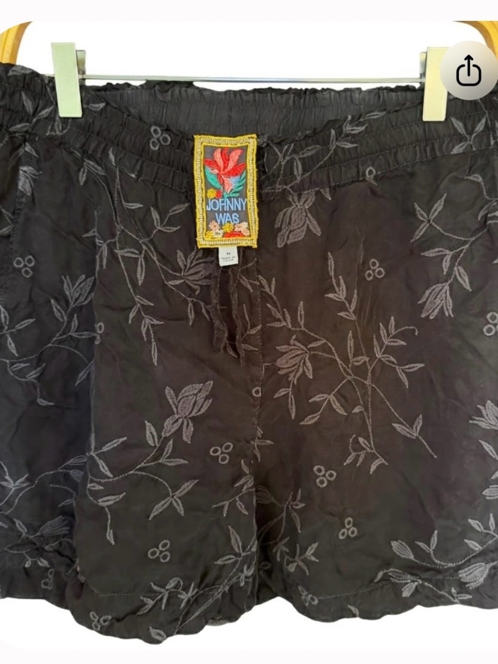 Johnny Was Cupra-Rayon Tonal Embroidered Top Tunic Size M